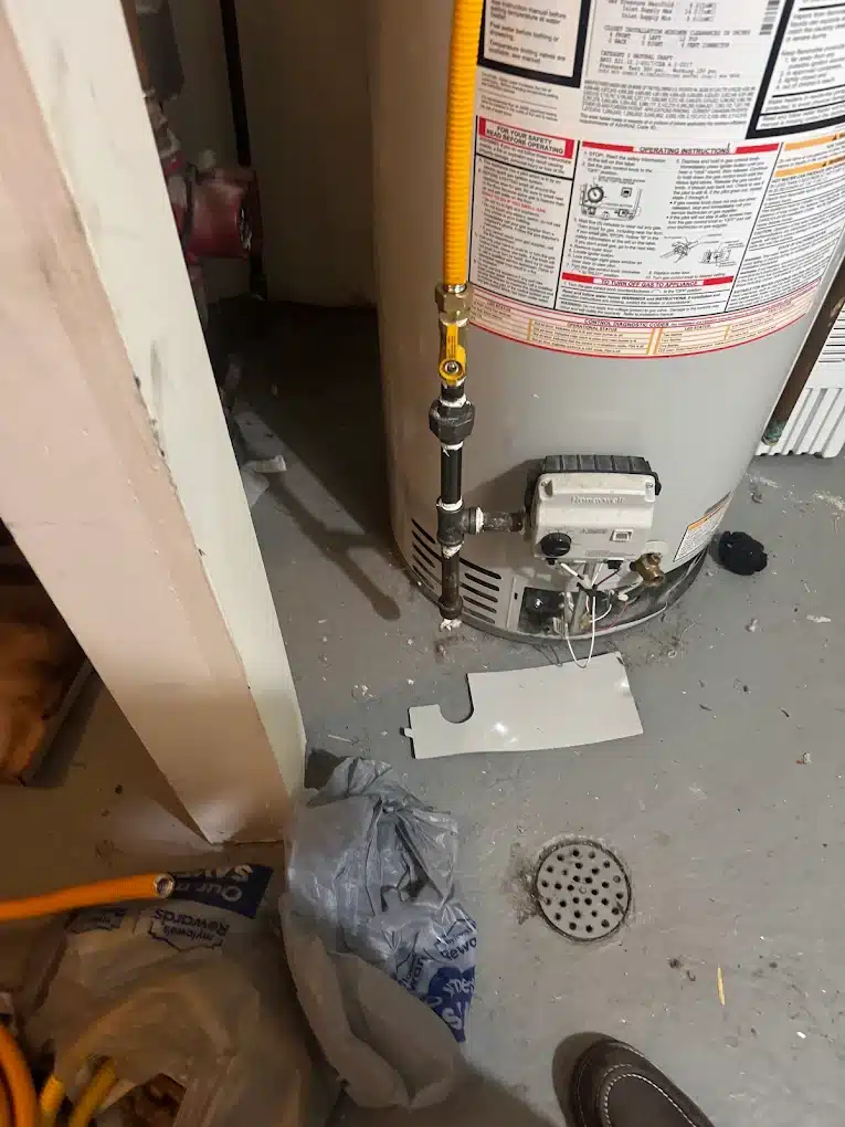 Water heater opened for inspection and repair